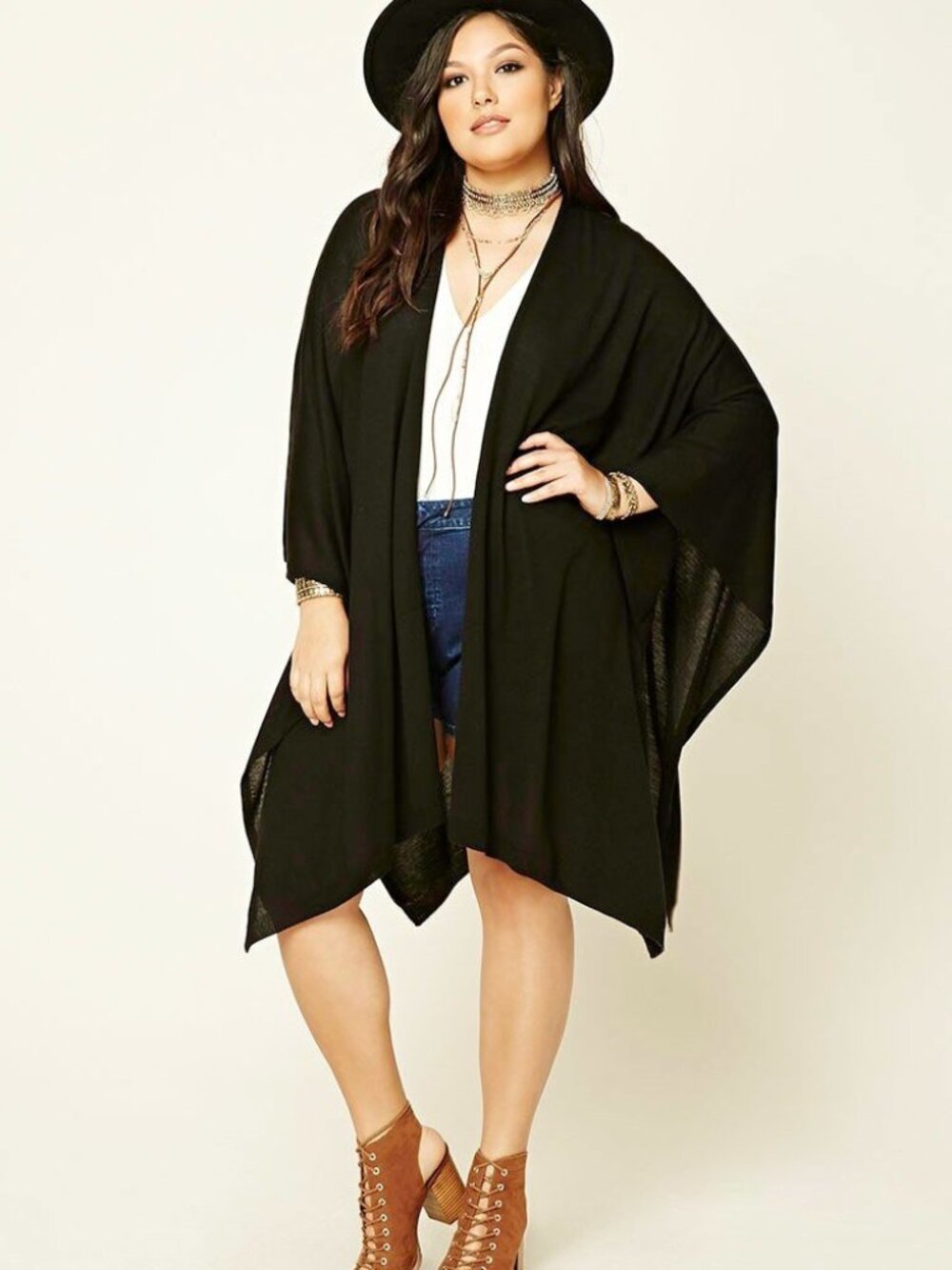 FOREVER 21 Plus Size Black Jumper Shawl Cardigan 0X